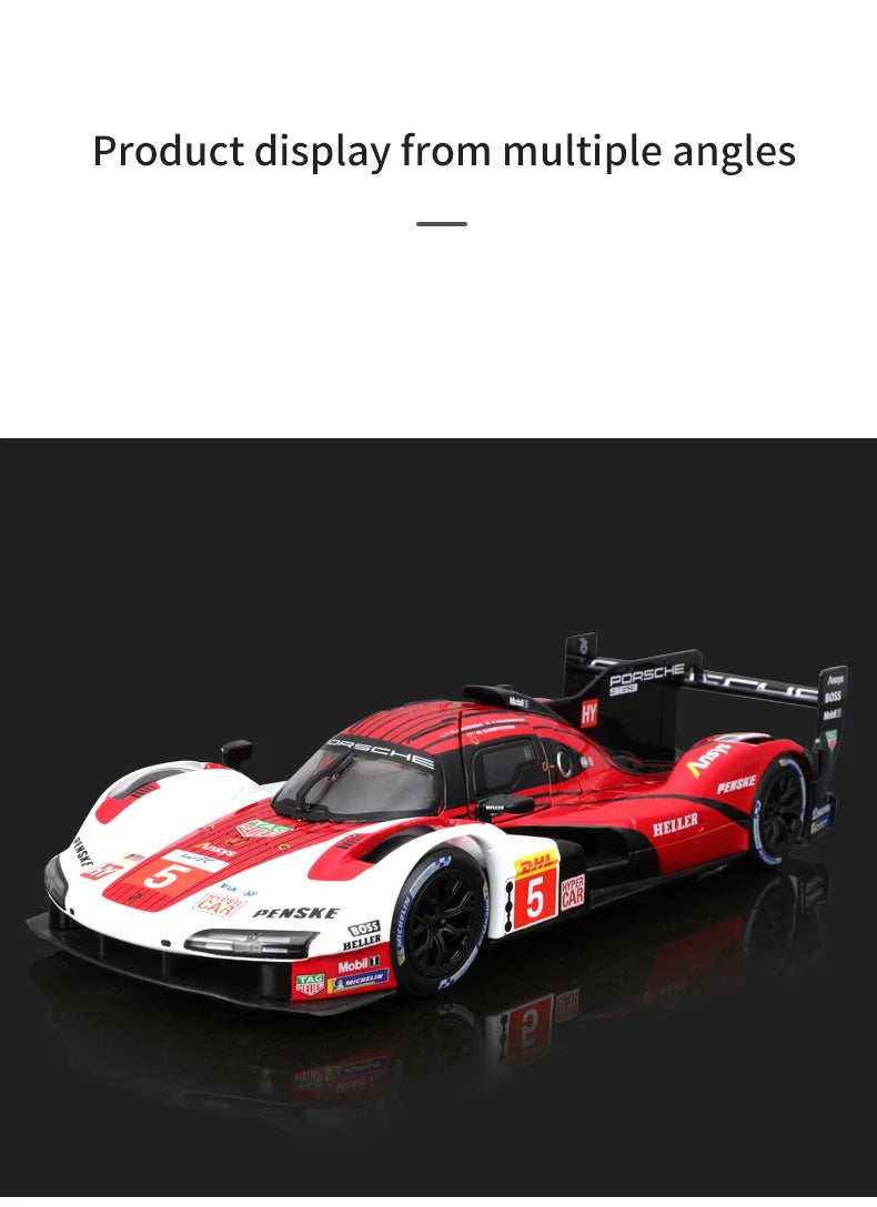 Bburago 1:24 Porsche 963 Mô hình xe thể thao bằng hợp kim Diecast Metal Track Racing Super Car Vehicle Model Simulation Đồ chơi trẻ em Quà tặng