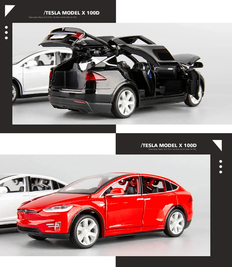 Tesla Model X Model S Diecasts Alloy Car Models Metal Toy Cars Simulation Car Models Sound and Light Collection