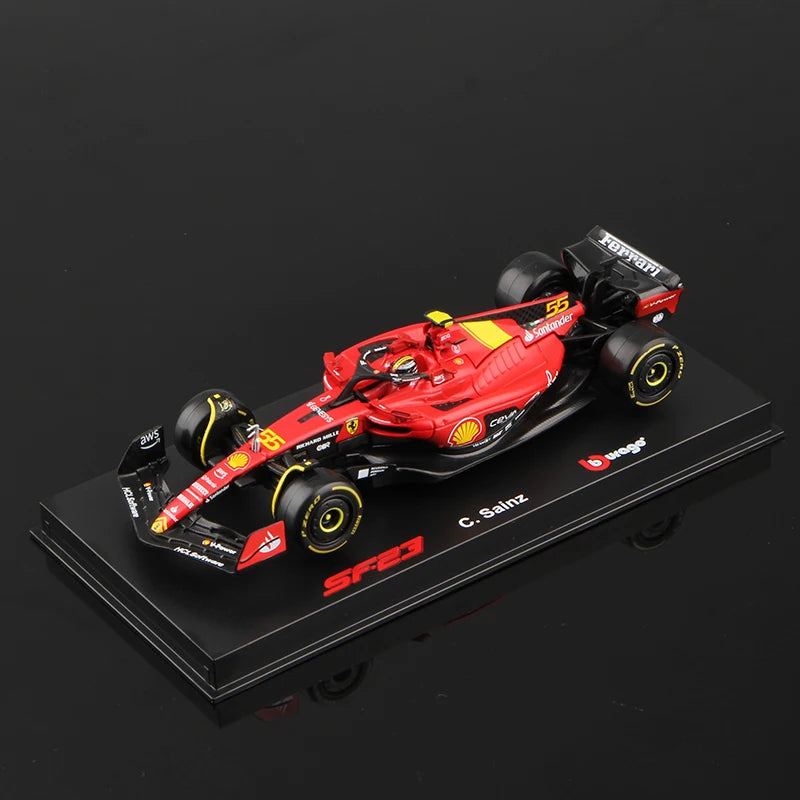 Bburago 1:43 Ferrari SF23 Xe hợp kim SF-23 Formula Racing Đồ chơi đúc Charles Leclerc 16# Carlos Sainz 55# Mô hình F1