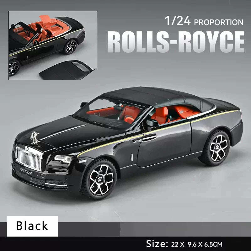 1:24 Rolls Royce Dawn Mô hình xe hợp kim mô phỏng âm thanh và ánh sáng Xe đồ chơi kéo lại Mô hình đúc khuôn Bộ sưu tập bé trai Quà tặng trang trí