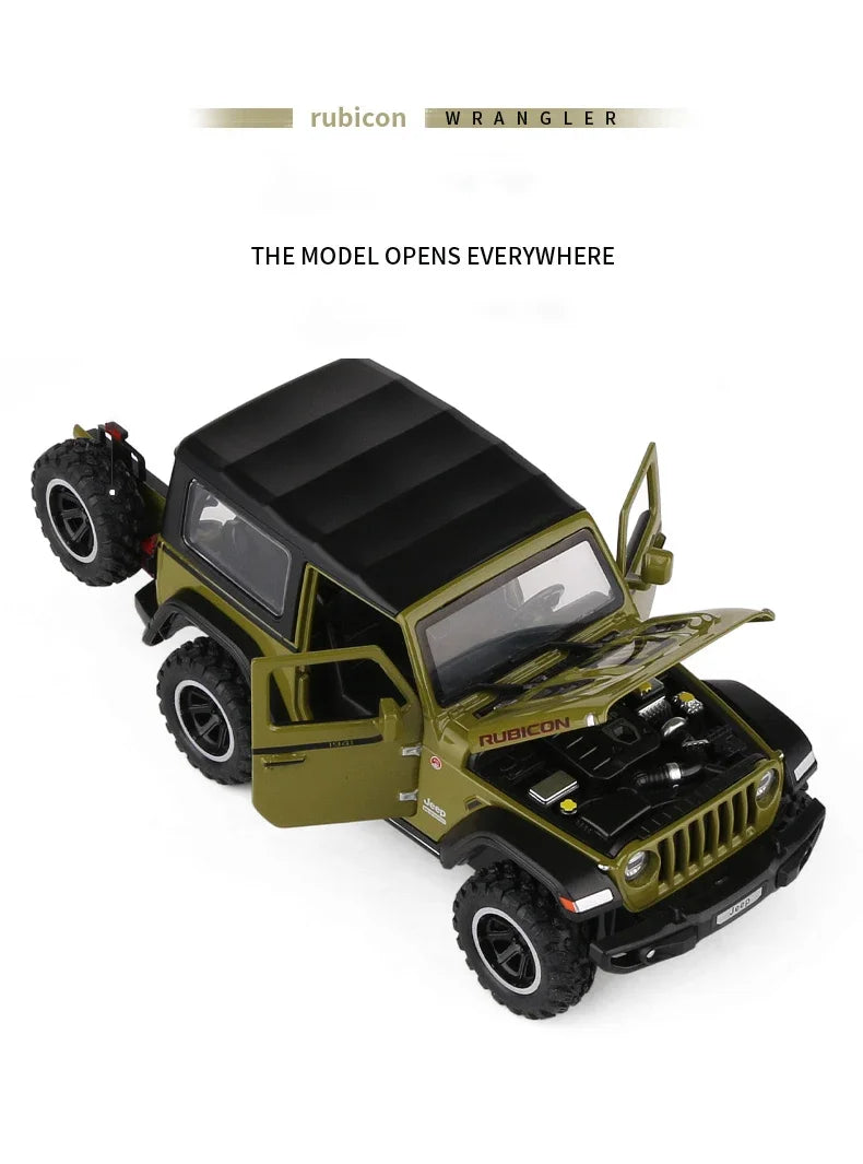 Đồ chơi xe hơi Jeep Wrangler Rubicon Off-Road Diecasts hợp kim Diecast Metal Sound and Light