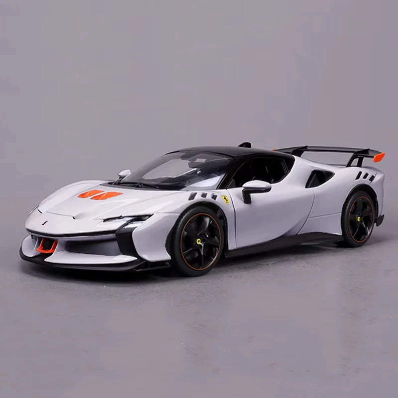 Bburago 1:18 Ferrari Sf90 Xx Stradale Bianco Diecast Alloy Toy Car Model Ferrari Sports Car Model