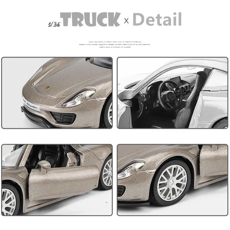 1:36 Porsche 918 Sports Car Diecast Alloy Model Toy Vehicle Metal Toy Car Model High Simulation Collection