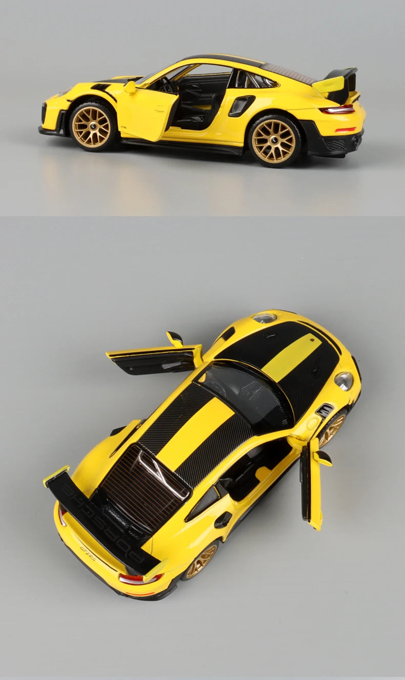 1:32 Porsche 911 GT2 RS Diecasts Alloy Sports Car Model Metal Racing Car Model Sound and Light Simulation