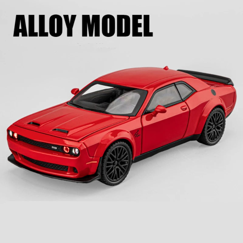 Dodge Challenger SRT Diecasts Alloy Muscle Car Models Metal Sports Car Models Sound and Light Simulation