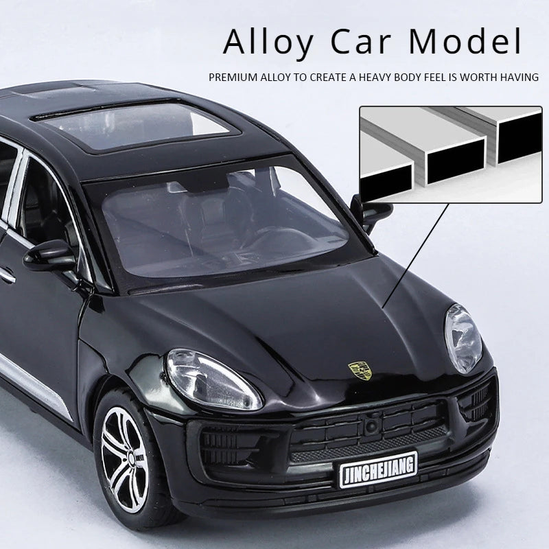 1:32 Porsche Macan T SUV Diecast Alloy Car Model Simulation Toy Sound Light Pull Back Collecte Decoration