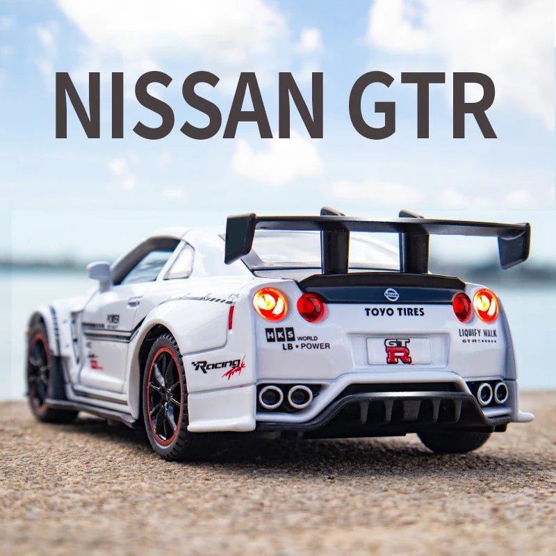 Nissan GTR R35 Alloy Supercar Toy Car Model Car Metal Collection Sound and Light Toys