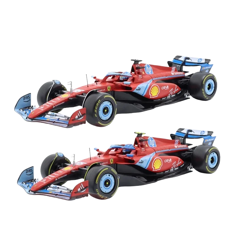 Xe đua Bburago 1:18 Ferrari SF-24 Miami GP F1 SF-24 16# Leclerc 55# Sainz FORMULA1 Mô hình đúc khuôn xe hợp kim Bộ sưu tập đồ chơi Quà tặng