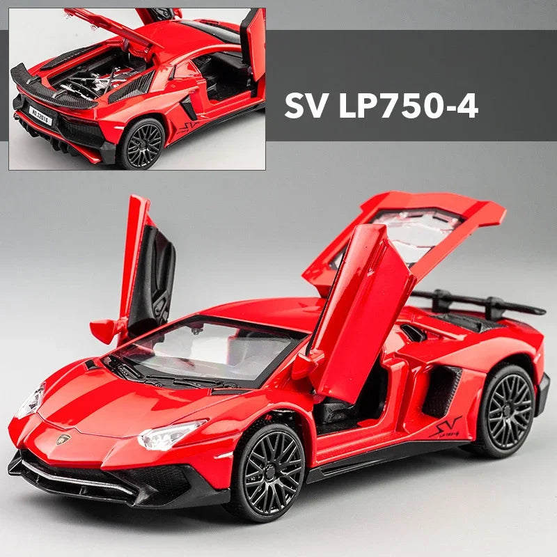 Lamborghinis Alloy Sports Cars Diecast Models Audio Super Racing Cars Tail Lift Wheels