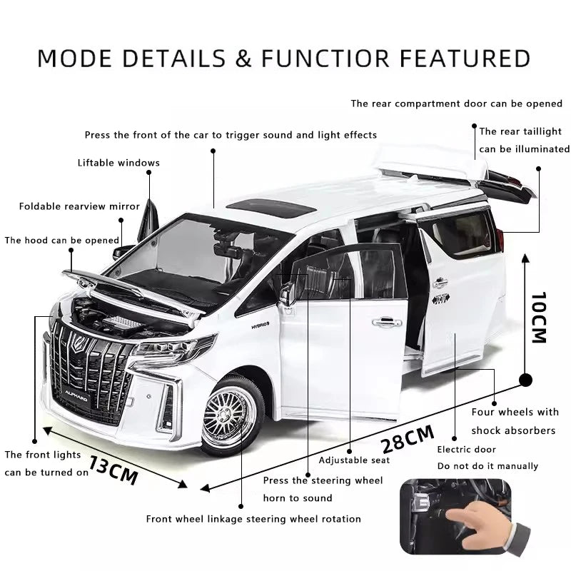 Mô hình xe ô tô Alpha Alloy mô phỏng mới 1:18 có âm thanh và ánh sáng, đồ chơi xe kéo bằng kim loại