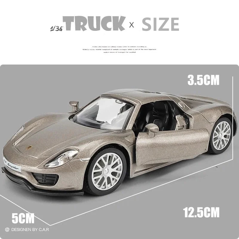 1:36 Porsche 918 Sports Car Diecast Alloy Model Toy Vehicle Metal Toy Car Model High Simulation Collection