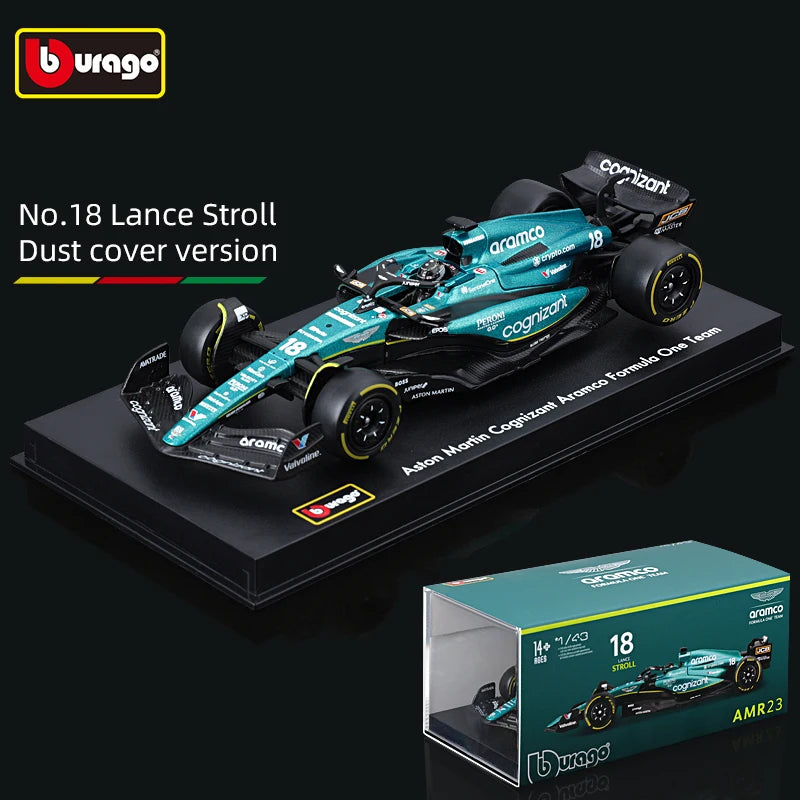 Bburago 1:43 2023 Aston Martin AMR23 F1 Formula Xe hợp kim đúc khuôn Đồ chơi mô hình đua xe sưu tập