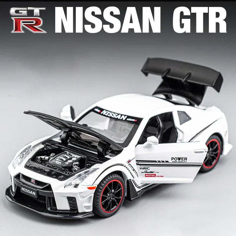 Nissan GTR R35 Alloy Supercar Toy Car Model Car Metal Collection Sound and Light Toys