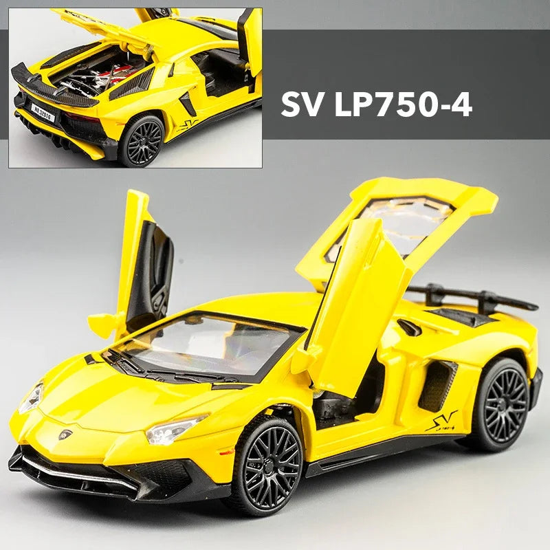 Lamborghinis Alloy Sports Cars Diecast Models Audio Super Racing Cars Tail Lift Wheels