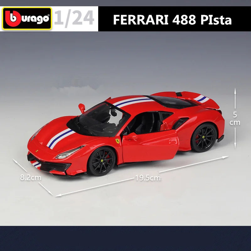 Bburago 1:24 Ferrari 488 PIsta Mô hình xe thể thao bằng hợp kim Diecast Metal Racing Car Vehicles Model High Simulation Children Toy Gift