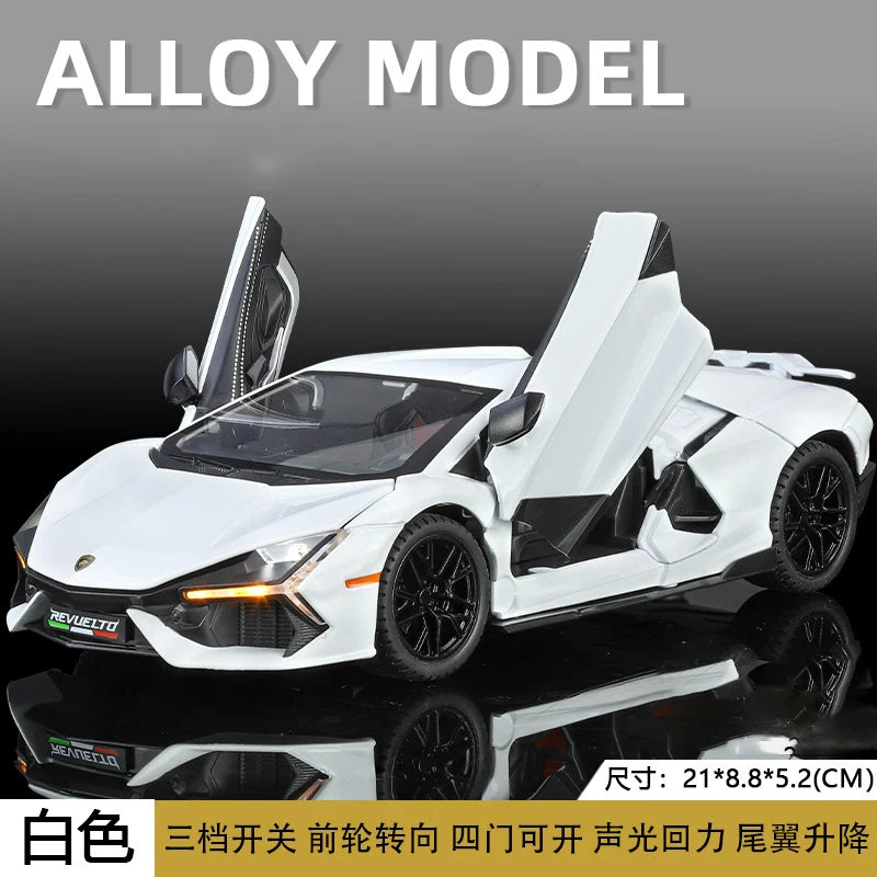 Xe mô hình hợp kim Lambos Revuelto Supercar tỷ lệ 1:24 mới có đồ chơi xe hơi bằng kim loại đúc có âm thanh và ánh sáng