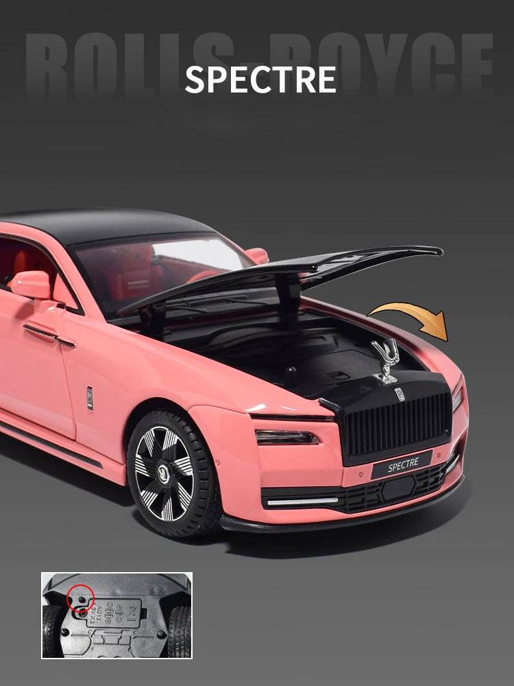 1:24 Rolls-Royce Spectre Hợp kim Đúc Đồ chơi Mô hình Xe hơi Âm thanh và Ánh sáng Kéo lại Đồ chơi Trẻ em Quà tặng Sinh nhật