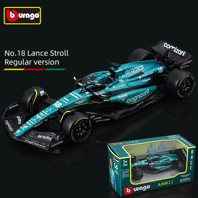 Bburago 1:43 2023 Aston Martin AMR23 F1 Formula Xe hợp kim đúc khuôn Đồ chơi mô hình đua xe sưu tập