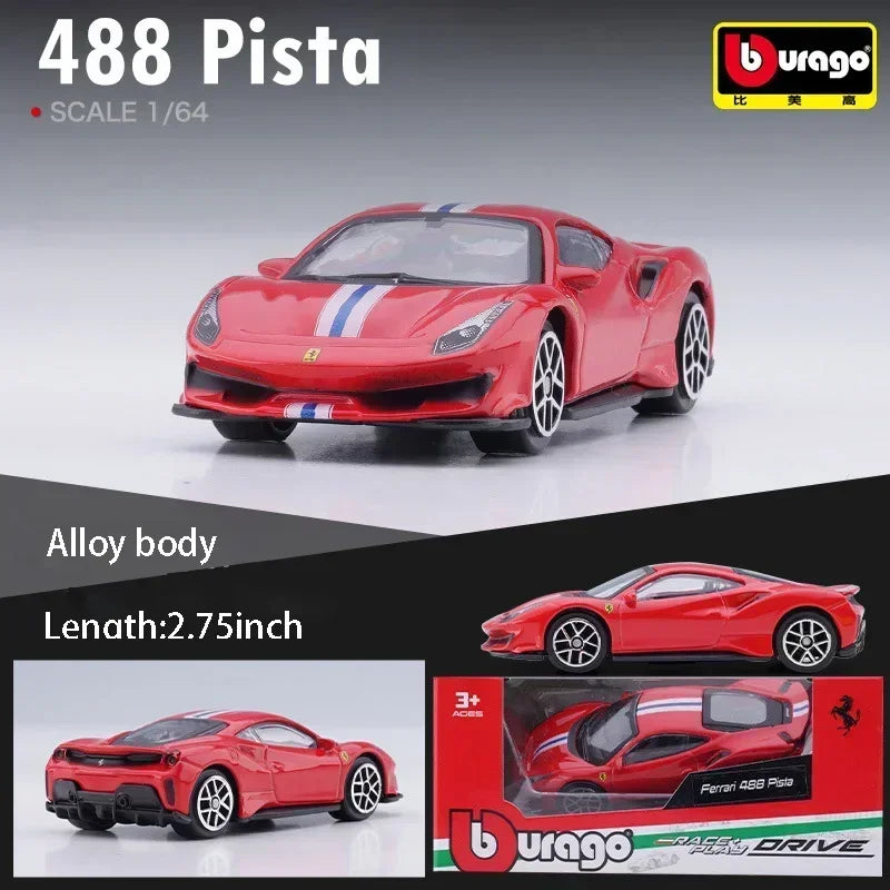 Burago 1:64 Ferrari Series SF90 488P Roma F430 F12 Mô hình xe hợp kim Bộ sưu tập quà tặng ngày lễ Mô hình xe