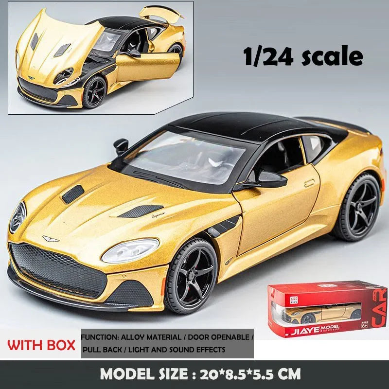 1/22 Aston Martin DBS Alloy Car Model With Sound Light Pullback Diecast Toy Vehicles Collective Miniature Voiture Boy Toy Gift