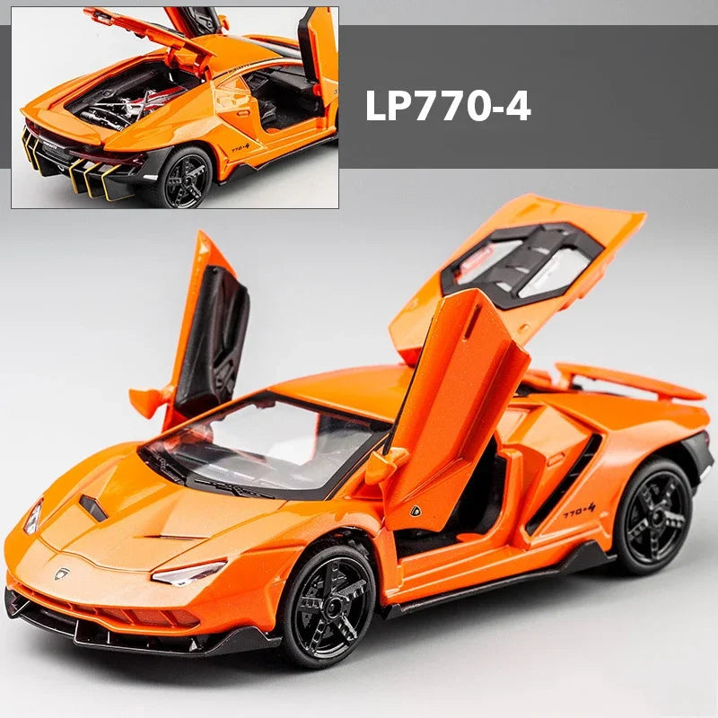 Lamborghinis Alloy Sports Cars Diecast Models Audio Super Racing Cars Tail Lift Wheels