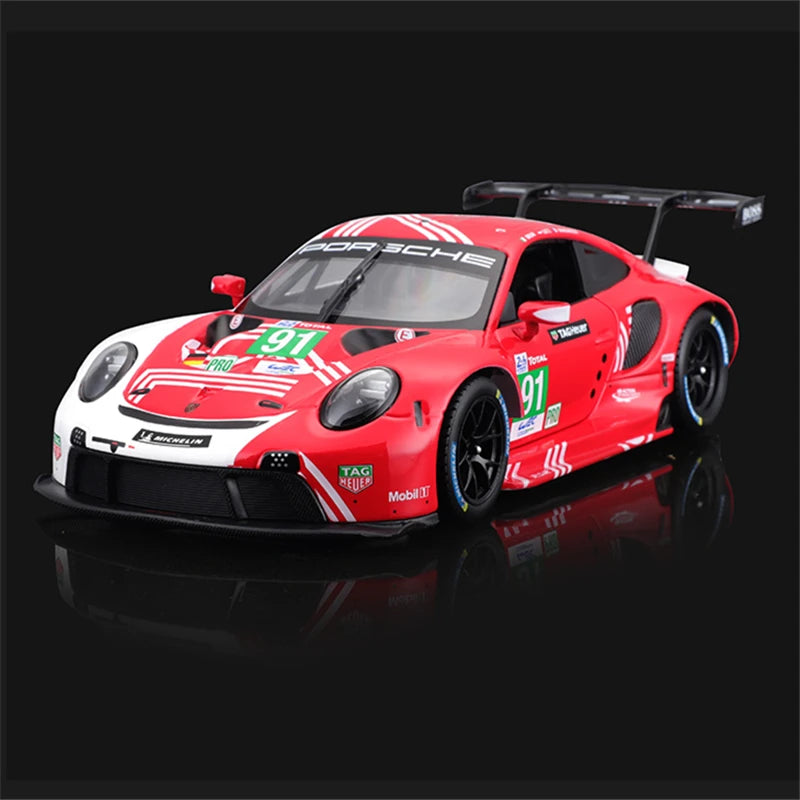 Bburago 1:24 Porsche 911 RSR Alloy Racing Car Model Diecasts Metal Sports Car Simulation Model