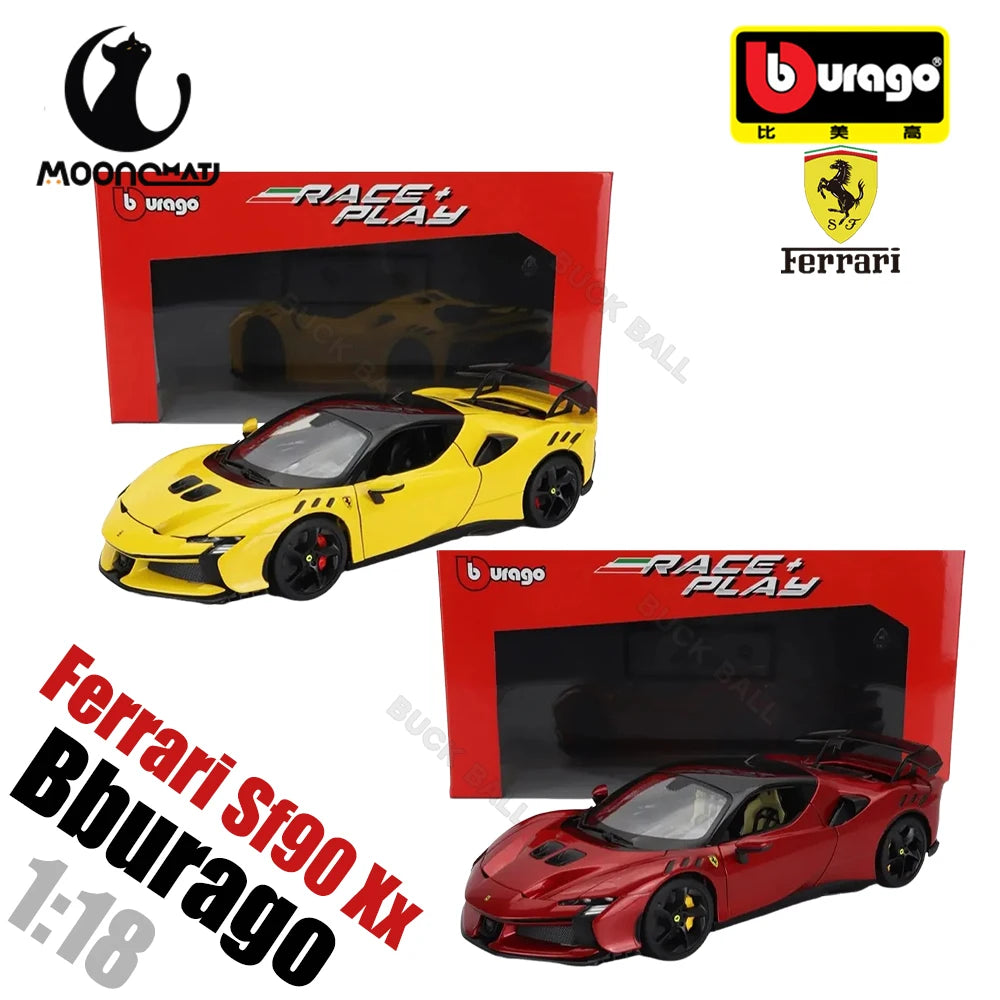 Bburago 1:18 Ferrari Sf90 Xx Stradale Bianco Diecast Alloy Toy Car Model Ferrari Sports Car Model