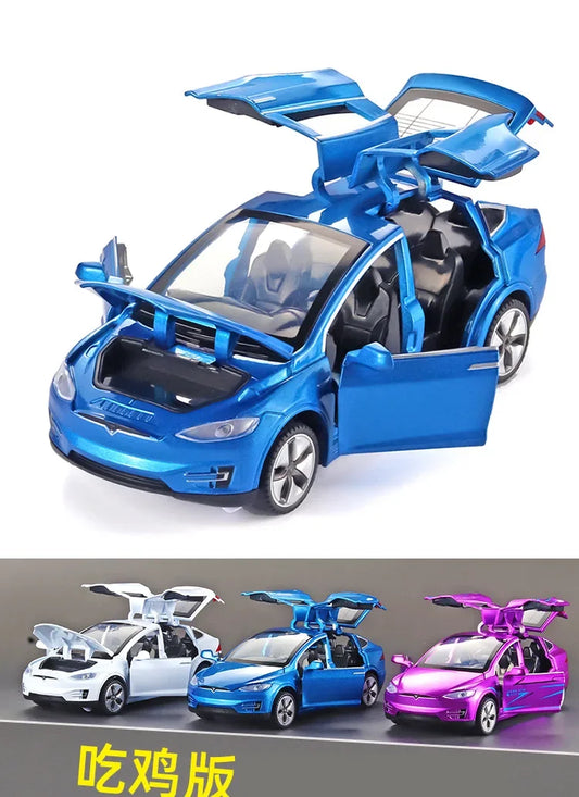 Tesla MODEL X Alloy Car Model Diecasts & Toys Cars Baby Toys with LED Lights and Horn