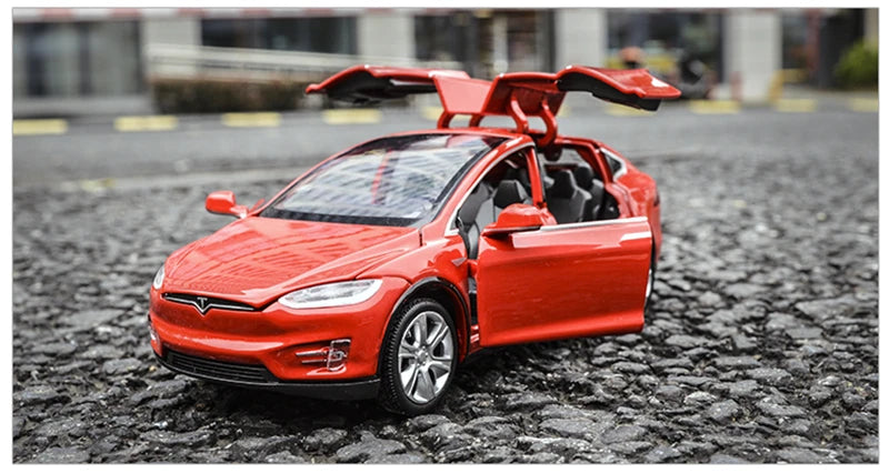 Tesla Model X Model S Diecasts Alloy Car Models Metal Toy Cars Simulation Car Models Sound and Light Collection