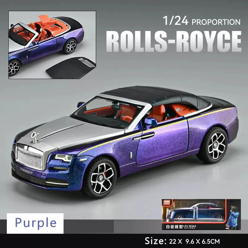 1:24 Rolls Royce Dawn Mô hình xe hợp kim mô phỏng âm thanh và ánh sáng Xe đồ chơi kéo lùi Xe thể thao mui trần Quà tặng cho bé trai