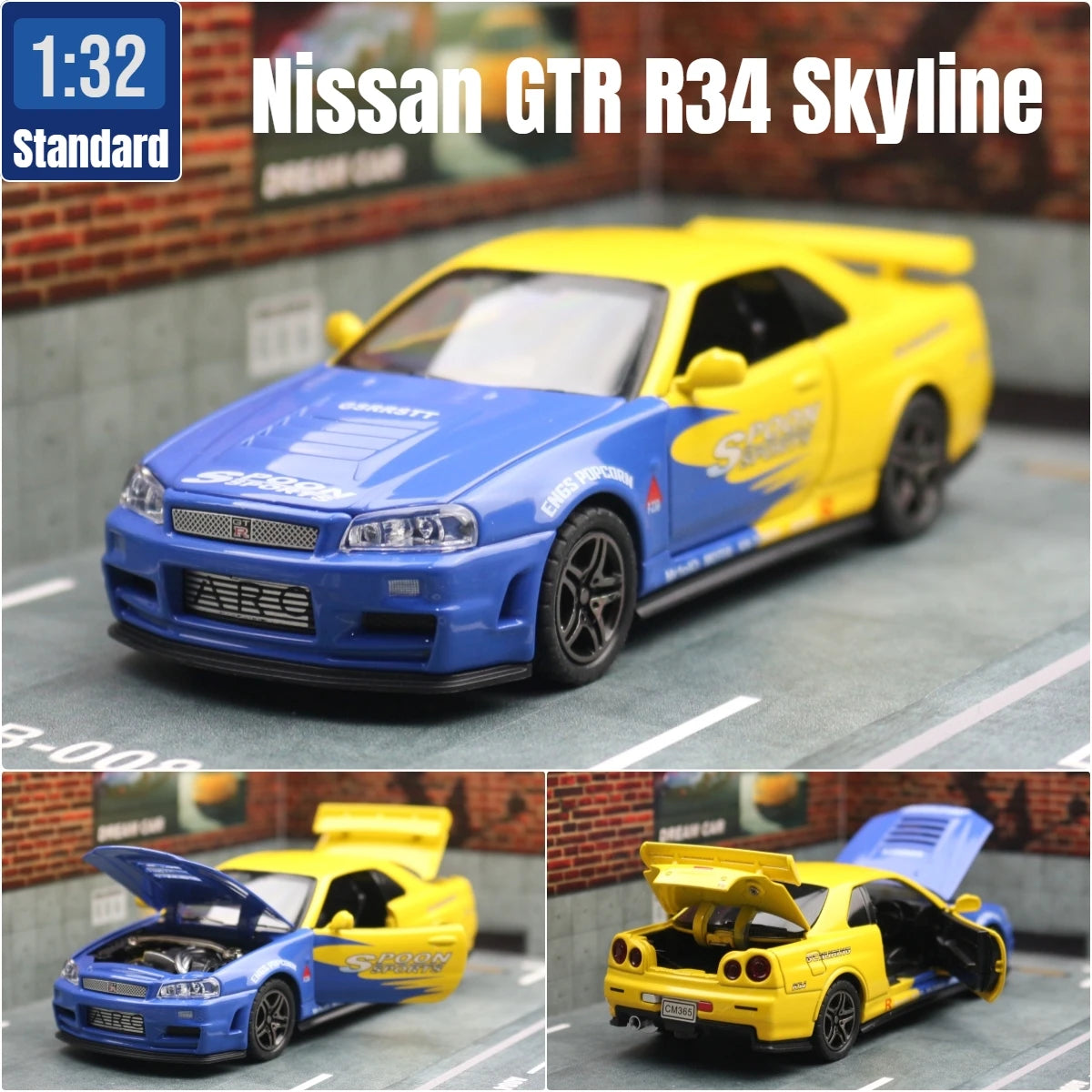 Nissan Skyline GTR R34 JDM 1/32 scale toy car, sound and light