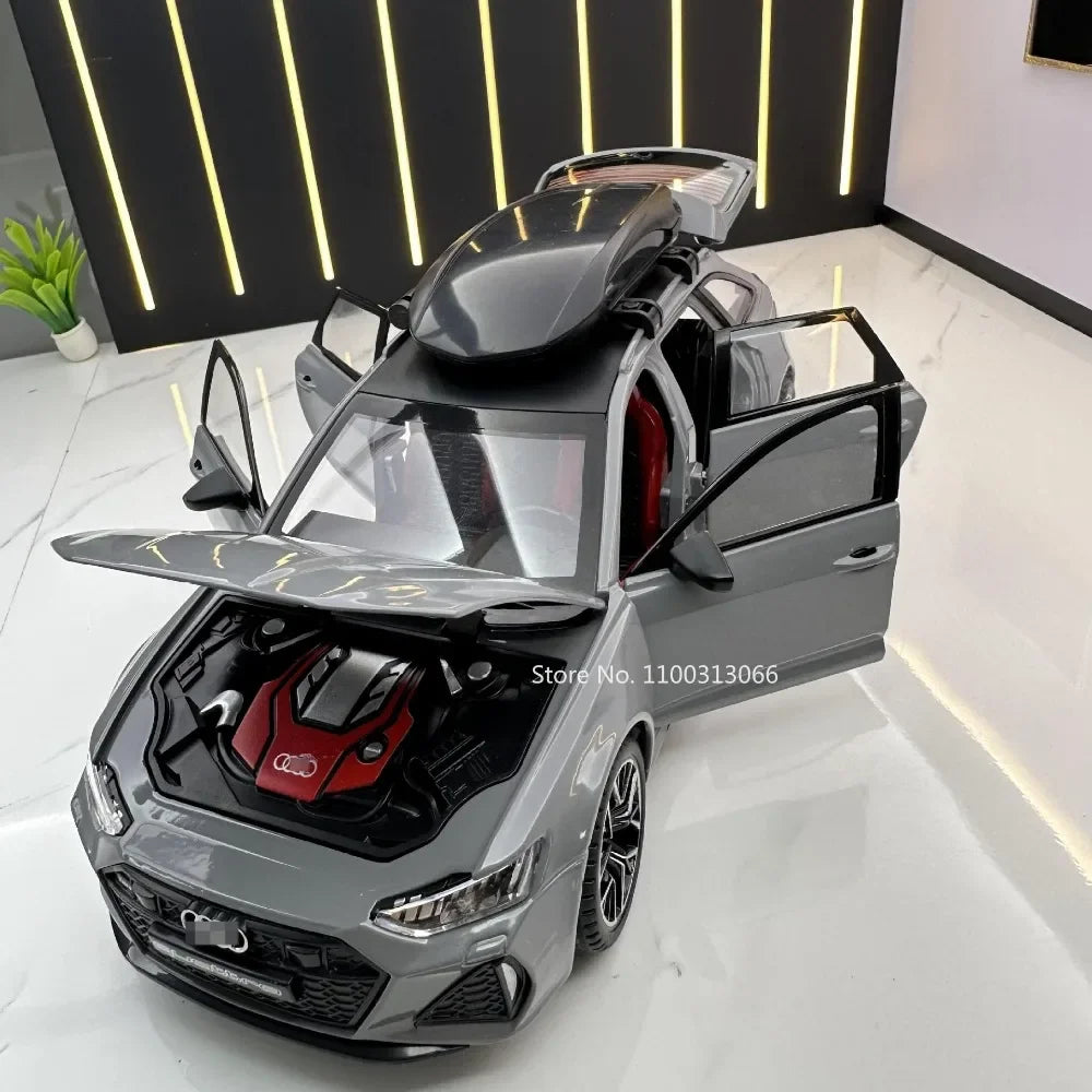 Audi RS6 Model Car Die-cast Alloy Toy 6 Opening Doors with Glowing Lights for Car Decoration