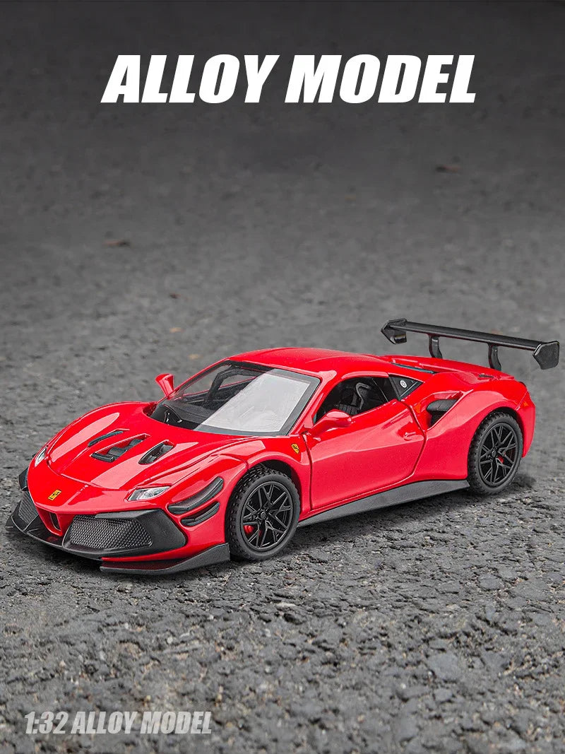 1:32 Ferraris 488 Supercar Alloy Car Diecasts & Toy Vehicles Car Model Sound and light Pull back Car Toys Gifts