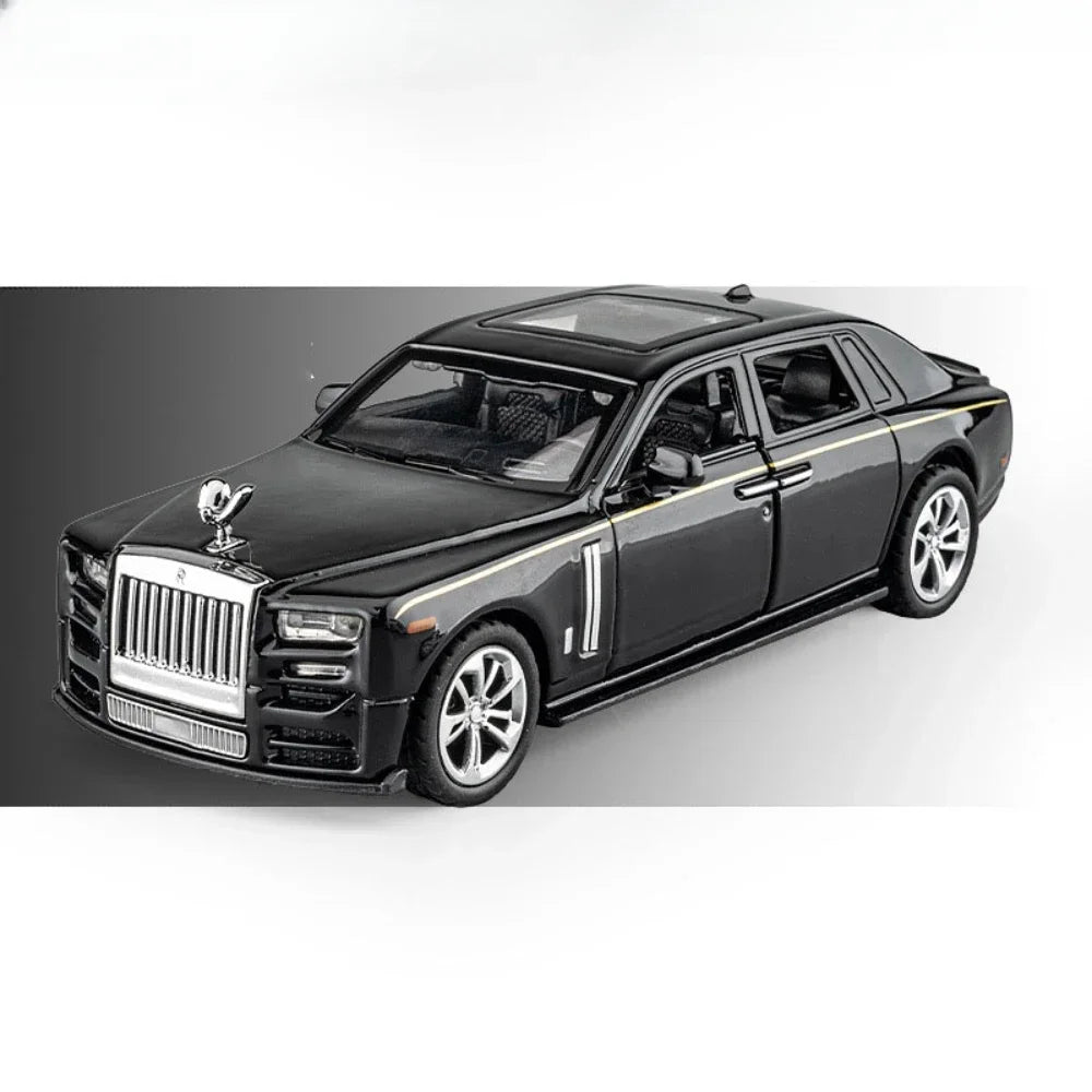 Mô hình xe Rolls Royce Phantom tỷ lệ 1/36 làm bằng hợp kim đúc, đồ chơi mô phỏng có đèn, nhạc, 2 cửa mở, đồ chơi cho trẻ em