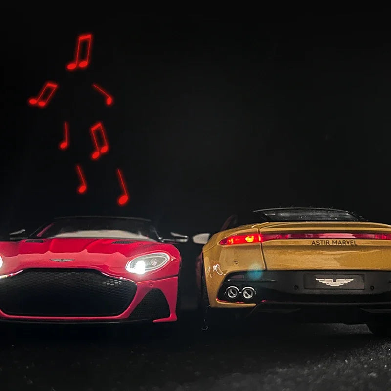 1/22 Aston Martin DBS Alloy Car Model With Sound Light Pullback Diecast Toy Vehicles Collective Miniature Voiture Boy Toy Gift