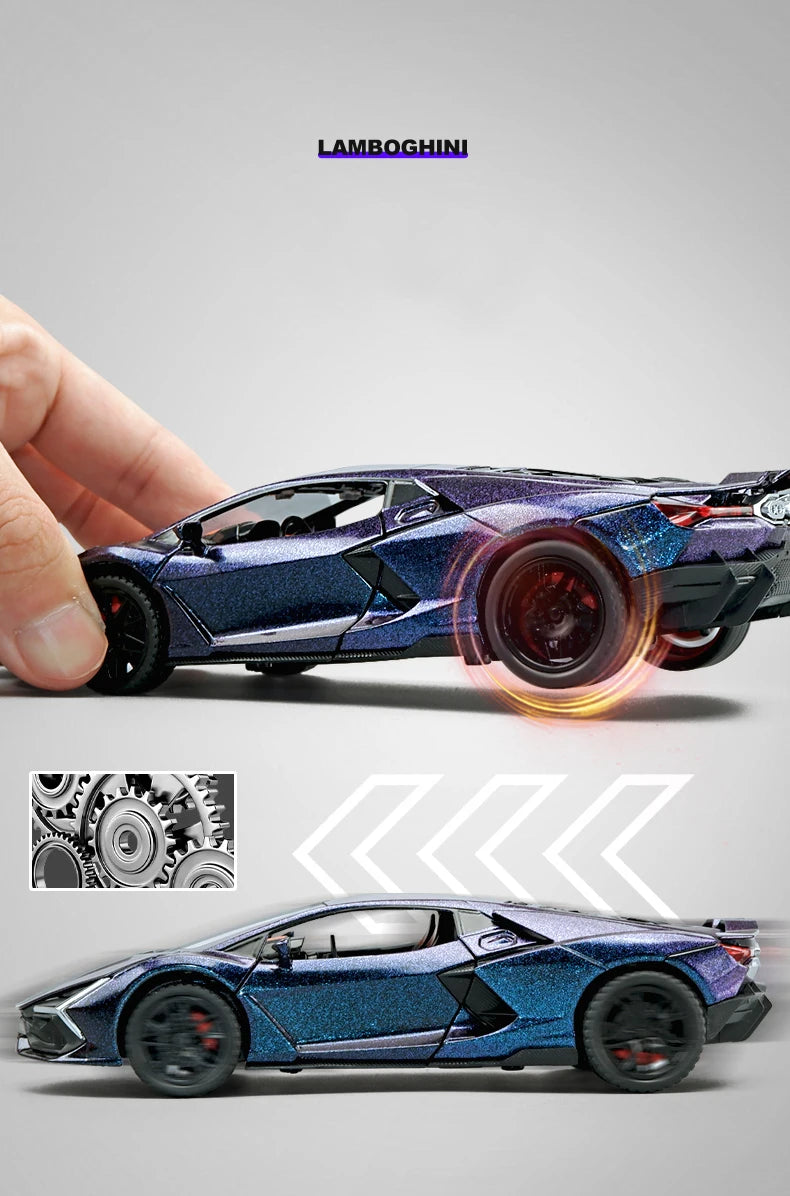 Đồ chơi mô hình xe hơi hợp kim Lambos Revuelto Super Car Die Casting Toy Sound and Light Car Toy