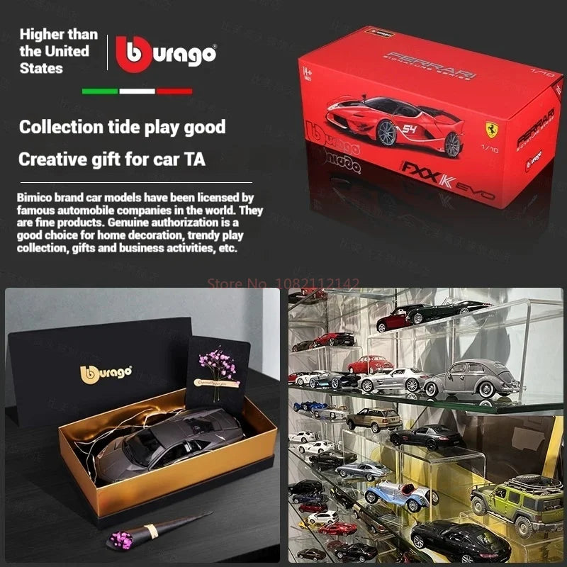 Bruago 1:18 Ferrari FXXK Đen 44 Hợp kim Mô phỏng Xe mô hình Xe đua Kim loại Bộ sưu tập trang trí Mô hình Xe Quà tặng