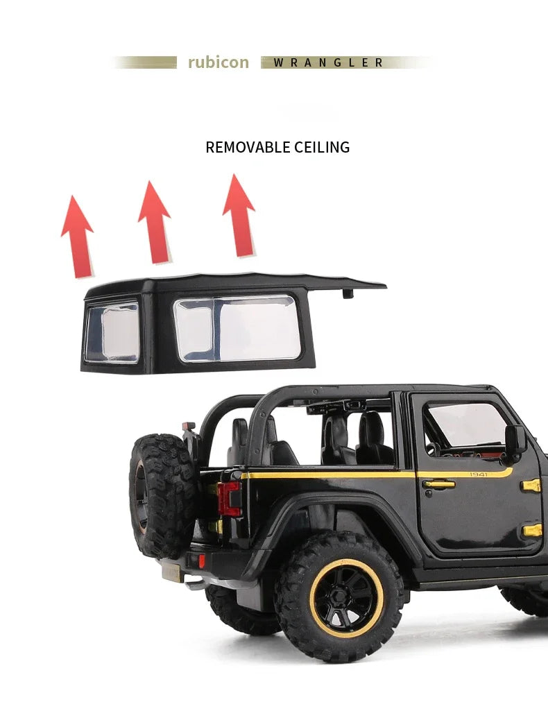 Đồ chơi xe hơi Jeep Wrangler Rubicon Off-Road Diecasts hợp kim Diecast Metal Sound and Light