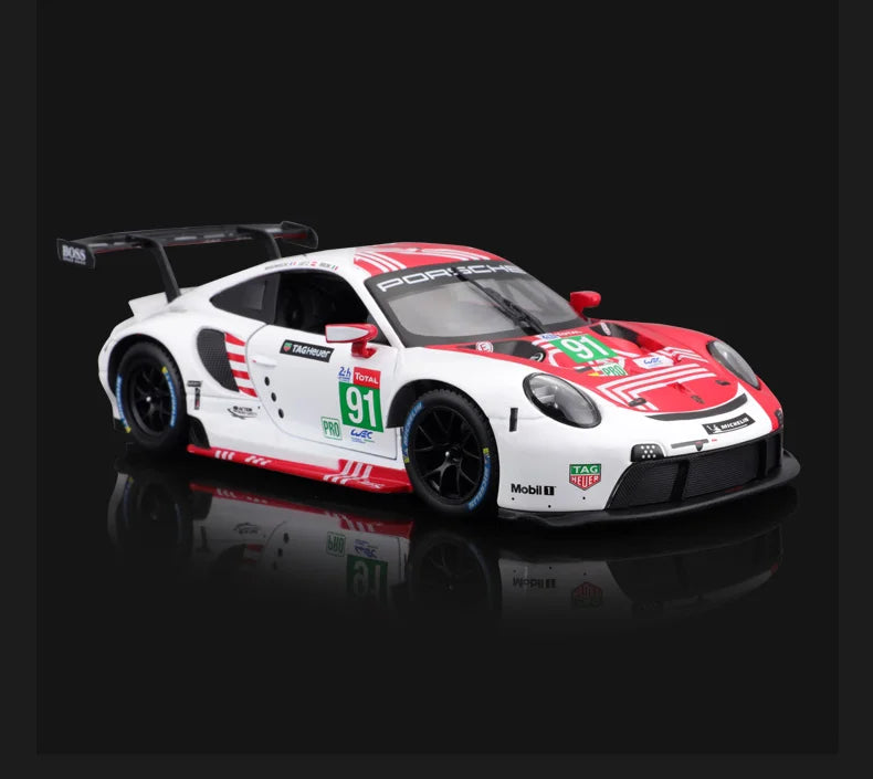 Bburago 1:24 Porsche 911 RSR Alloy Racing Car Model Diecasts Metal Sports Car Simulation Model