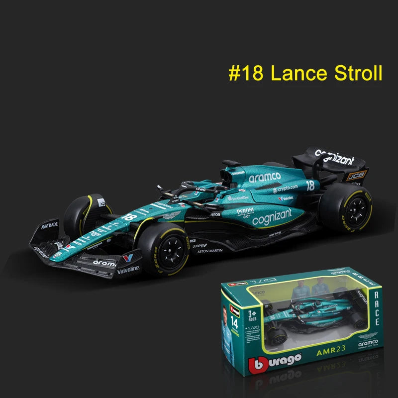 Bburago 1:43 Aston Martin Bộ sưu tập AMR23 F1 Formula Racing Mô hình hợp kim Diecast Đồ chơi Xe hơi 14# Fernando Alonso 2023 Quà tặng cho bé trai