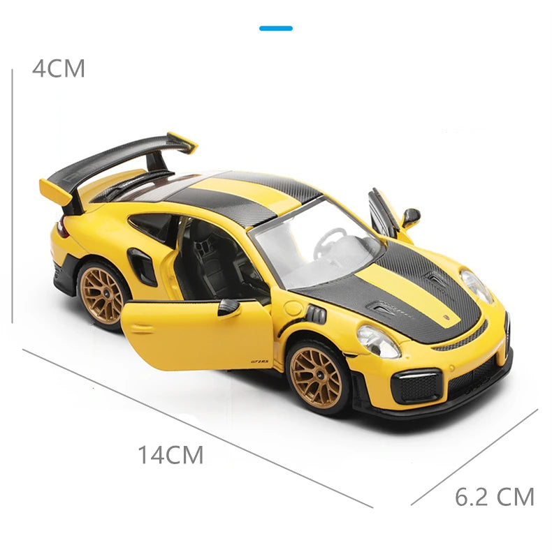 1:32 Porsche 911 GT2 RS Diecasts Alloy Sports Car Model Metal Racing Car Model Sound and Light Simulation