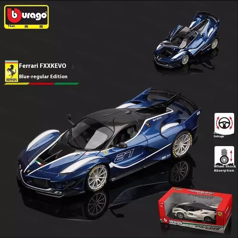 Bruago 1:18 Ferrari FXXK Đen 44 Hợp kim Mô phỏng Xe mô hình Xe đua Kim loại Bộ sưu tập trang trí Mô hình Xe Quà tặng