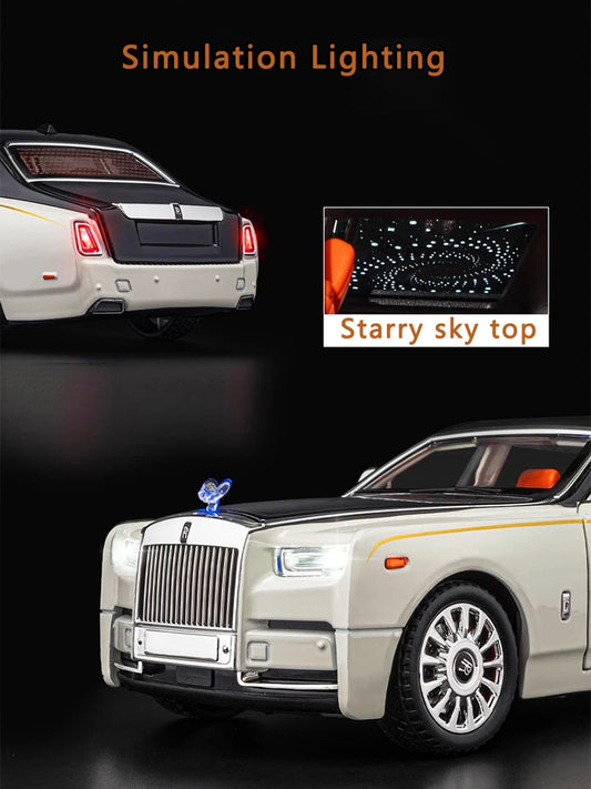 1:18 Mô hình xe Rolls-Royce Phantom lớn mô phỏng âm thanh và ánh sáng kéo lại đồ chơi xe hơi sang trọng bằng kim loại Bộ sưu tập quà tặng trang trí cho bé trai