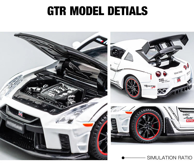 Nissan GTR R35 Alloy Supercar Toy Car Model Car Metal Collection Sound and Light Toys