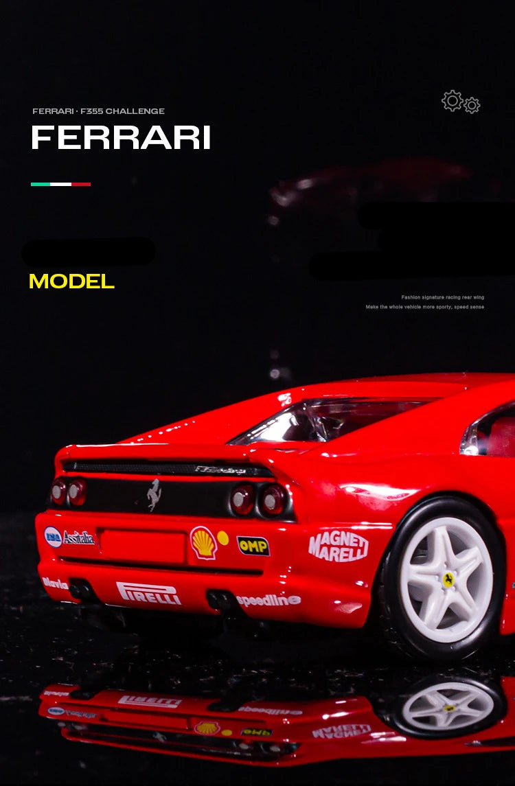 Bburago 1:24 Ferrari F355 Challenge Mô hình xe thể thao bằng hợp kim Diecast Kim loại Đồ chơi mô hình xe đua mô phỏng cao Đồ chơi trẻ em Quà tặng