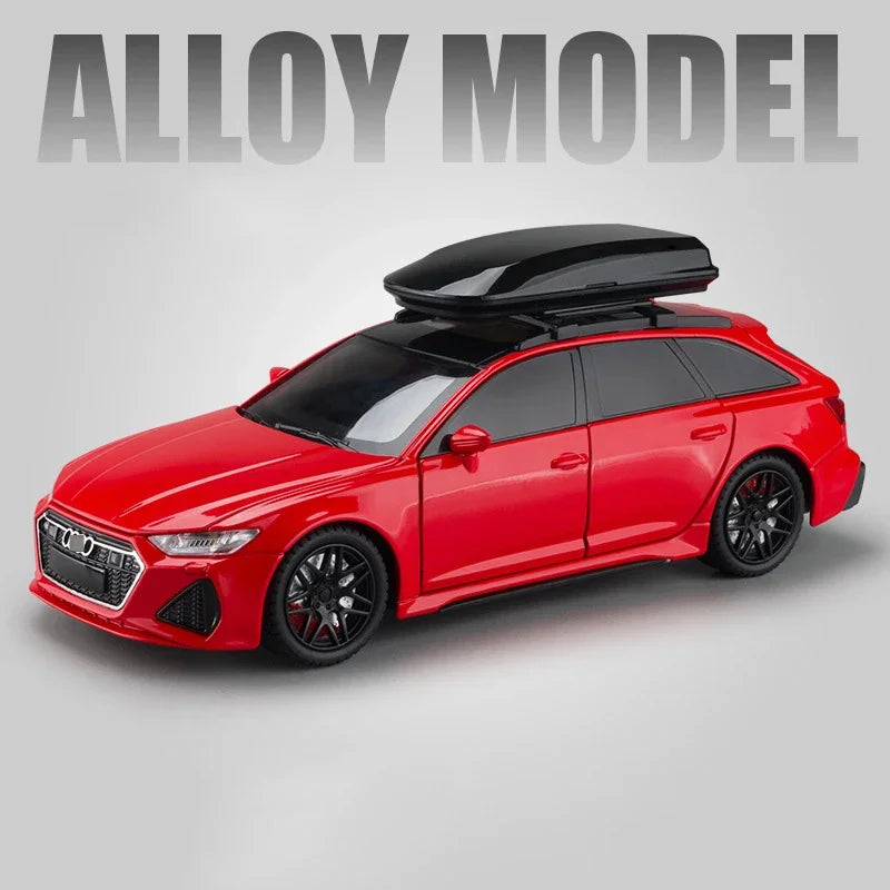 Audi RS6 Model Car Die-cast Alloy Toy 6 Opening Doors with Glowing Lights for Car Decoration