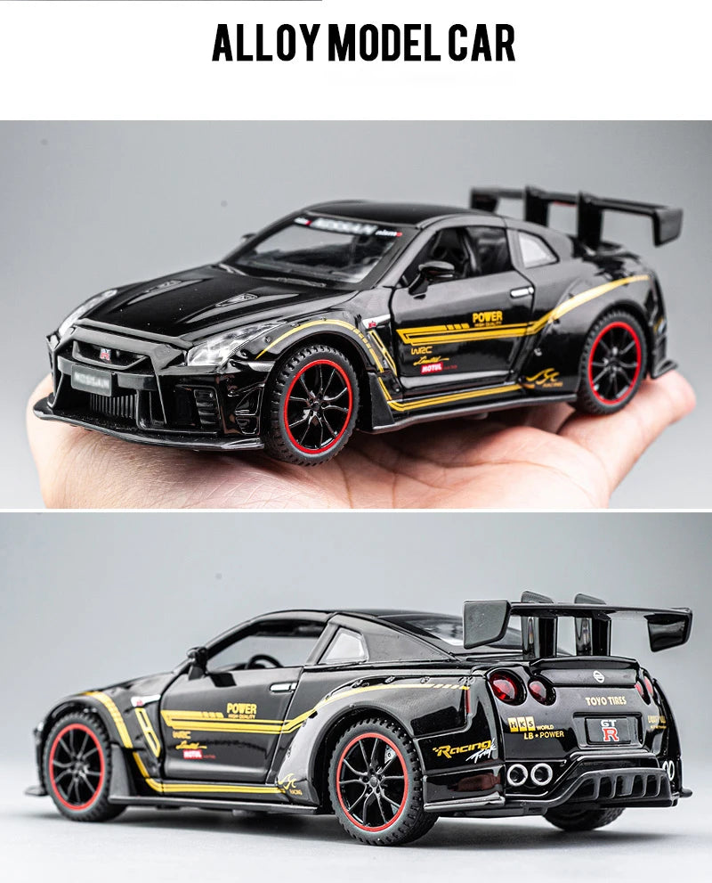 Nissan GTR R35 Alloy Supercar Toy Car Model Car Metal Collection Sound and Light Toys