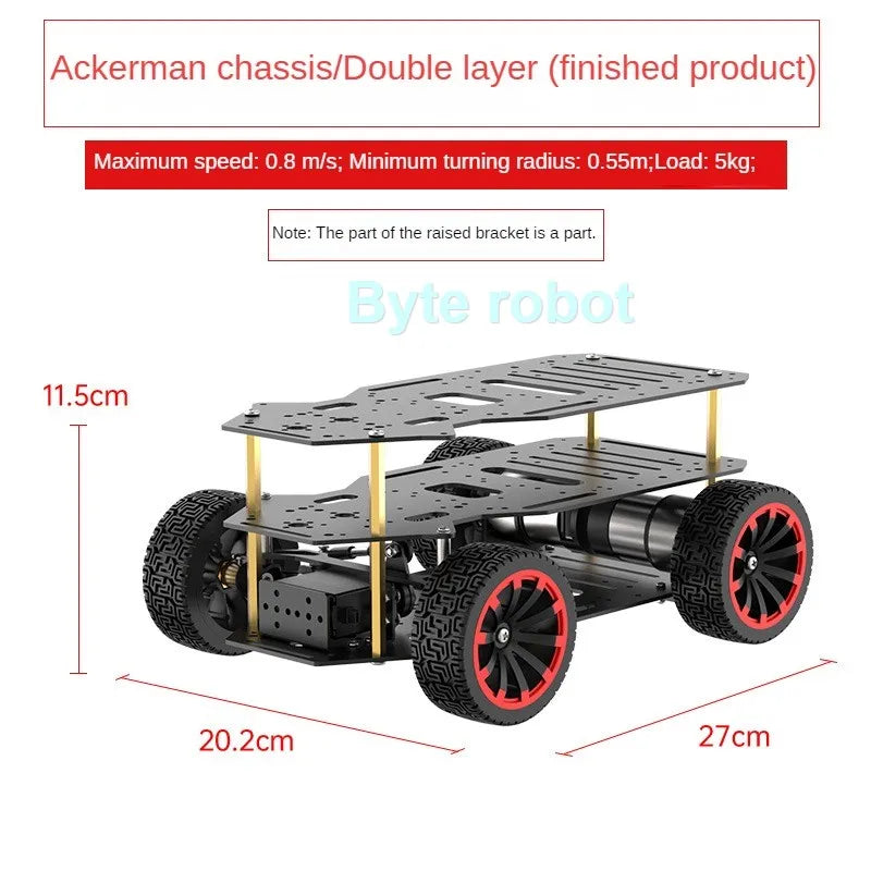 Assembled Metal Ackerman 5KG Load RC Robot Car Chassis with Dual Encoder Motor Front Wheel Servo Steering ROS Programmable Robot