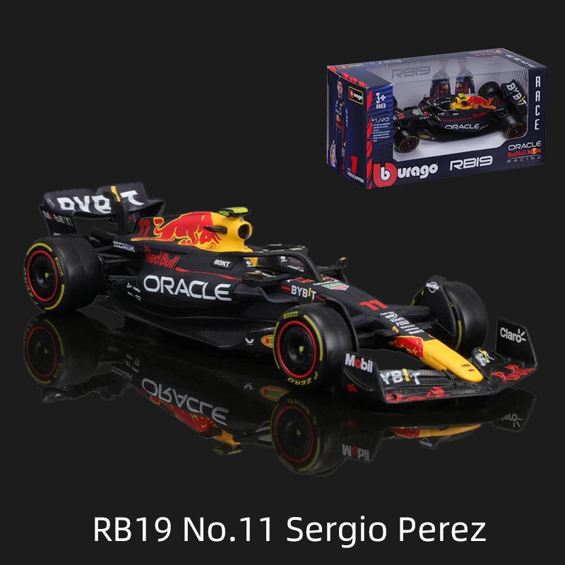 Bburago 1:43 2023 F1 Model RB19 W14 SF23 C43 A523 AMR23 Đồ chơi xe đua hợp kim Red Bull Mercedes Alfa Romeo Apline