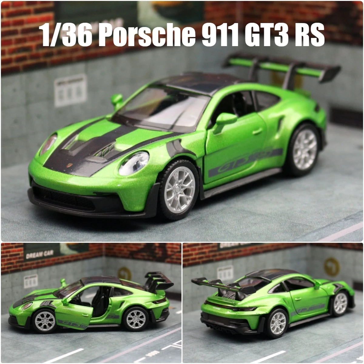 1/36 Porsche 911 GT3 RS Toy Car Model For Children RMZ CiTY Miniature Racing Free Wheels Pull Back Diecast Metal Collection Gift